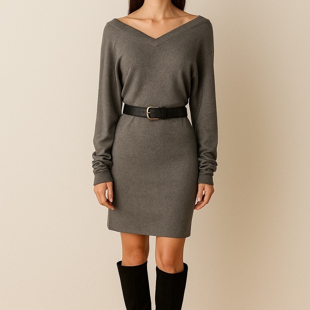 NWT White House Black Market Dolman Sleeve Sweater Dress Gray Size small